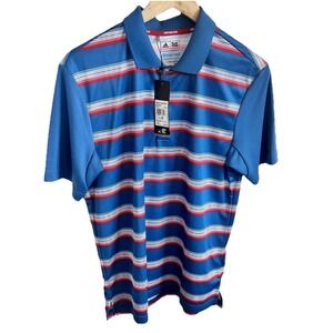 NWT Adidas Climacool Men's Small Golf Polo Striped Blue Short Sleeve‎ Shirt